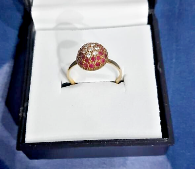 #ad 2Ct Round Cut Lab Created Ruby Women Engagement Ring 14k Yellow Gold Plated $89.99