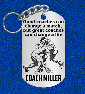 #ad WRESTLING Coach Keychain Gift Personalized with their NAME amp; Team $9.95