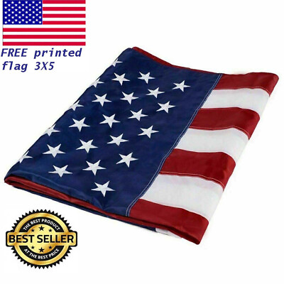 #ad 3#x27;x5#x27; ft American Flag Sewn Stripes Embroidered Stars Brass Grommets USA US U.S. $9.99