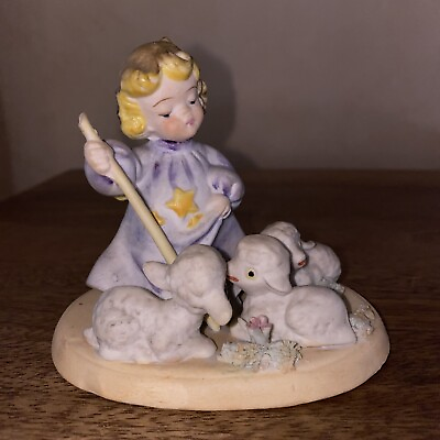 #ad Vintage angel shepherd with lambs figurine Occupied Japan $9.99