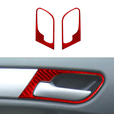 #ad 2Pcs Red Carbon Fiber Interior Rear Door Handle Frame Trim For BMW X5 2000 2006 $14.90