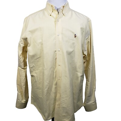 #ad Ralph Lauren Dress Shirt Mens Size 16.5 34 35 Yellow Classic Fit Long Sleeve $17.95
