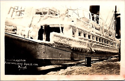 #ad Real Photo Postcard Northwestern Ship Covered in Ice in Juneau Alaska $8.00