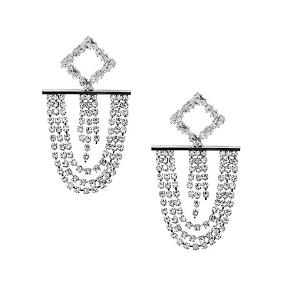 #ad 14K White Gold Plated Drop Dangle Elegant Zircon Crystal Gem Earrings 2 In Women $29.00