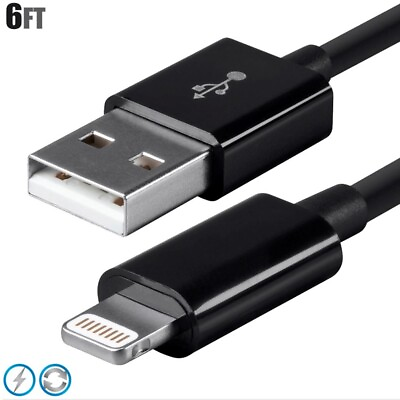 #ad 6FT USB For iOS Phone to USB A Type A Sync Charger Charging Data Cable Black $25.15