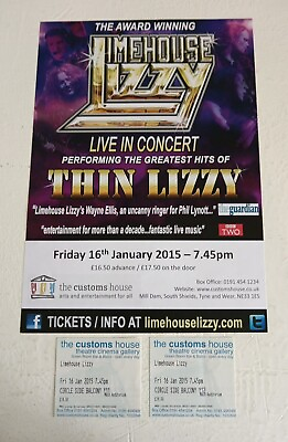 #ad LIMEHOUSE LIZZY Poster amp; 2x Ticket Stubs Bundle Lot Thin Lizzy Tribute 2015 GBP 19.99