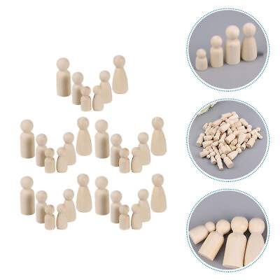 #ad Unpainted Wooden Peg Dolls Assortment of 30 for Crafters and Artists $13.89