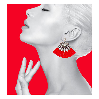 #ad Women#x27;s Fashion Bohemian Long Tassel Fringe Dangle Earrings Jewelry New Red Gold $9.00