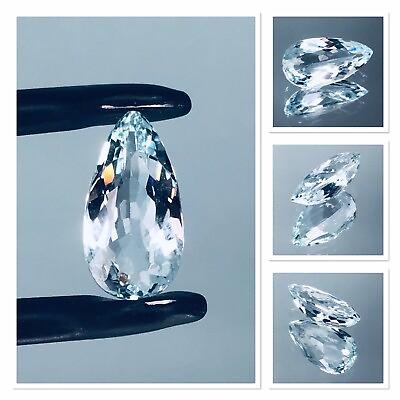 #ad aquamarine Natural Untreated Gemstone 2.60 Carat Pear cut Ultra refractive aqua AU $490.00