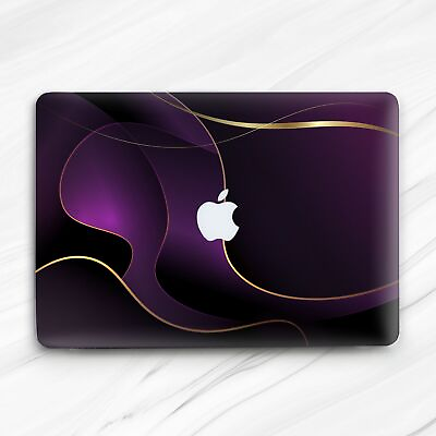 #ad Luxurious Purple Gradient Gold Line Hard Case For Macbook Air 13 Pro 16 13 14 15 $28.46