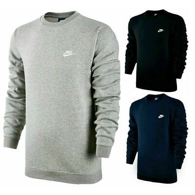 #ad Nike Men#x27;s Sweatshirt Long Sleeve Fleece Embroidered Logo Club Crewneck Pullover $38.67