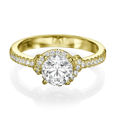 #ad D VS1 Round Cut Diamond Engagement Ring 1.00 CT 18K Yellow Gold Brilliant $1721.07