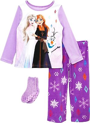 Frozen Princess Girls 3 Piece Fleece Brand Pajama Set with Socks $9.99