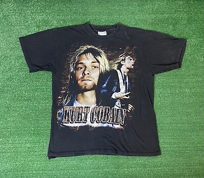 #ad Vintage Kurt Cobain Big Face T Shirt Size XL Rare band nirvana Bootleg $180.00