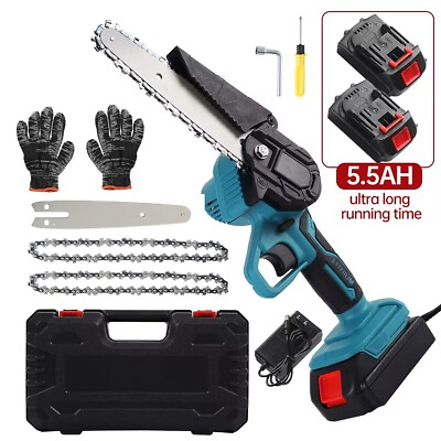 #ad Mini Chainsaw Cordless 6Inch Small Electric Chain Saw 5.5Ah W 2 Battery Power $34.90