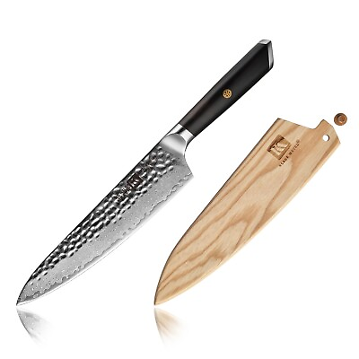 #ad Klaus Meyer Spada Damascus Steel 8 inch Chef#x27;s Knife with Wood Sheath $91.99