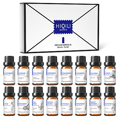 #ad HIQILI 16Pcs Essential Oil Set Aromatherapy Gift Kit 100% Pure Oils Humidifiers $19.90