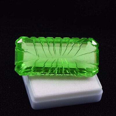#ad Carved 133 Carat Certified Square Shape Natural Green Topaz Loose Gemstone $19.35