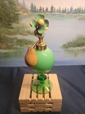 #ad I.W. Rice Vintage Perfume Atomizer Flowers Made In Portugal Perfume Bottle Green $119.99