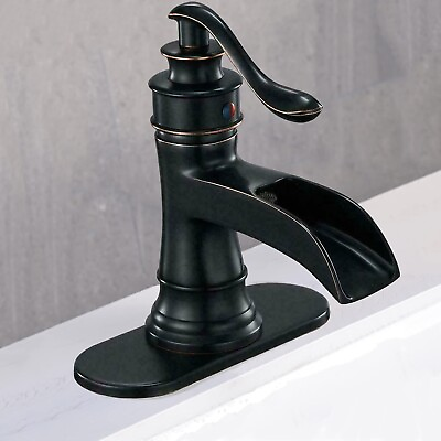 #ad Oil Rubbed Bronze Waterfall Bathroom Vanity Sink Faucet Single Handle Mixer Tap $42.00