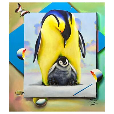 #ad Ferjo quot;Penguin Lovequot; Hand Signed Original Painting on Canvas $3500.00