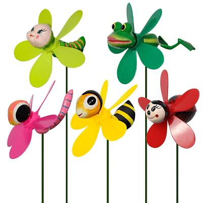 #ad Garden Decor Pinwheels 5 Pack Colorful 3D Lovely Insect Whirligigs Wind Spin... $28.51