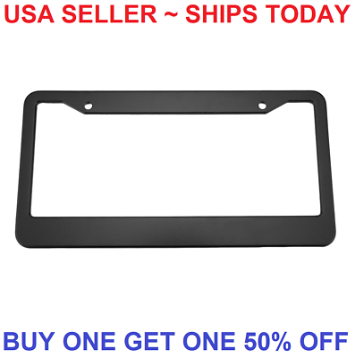 #ad Black License Plate Frame Tag Cover Metal Stainless Front Back Universal Car $7.48