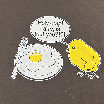 #ad Mens 2XL XXL Funny Novelty Graphic Tshirt Holy Crap Larry Is That You Bird Egg $21.57