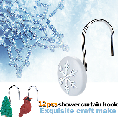 #ad 12x Fashion Shower Curtain Hooks Decor Home Bathroom Decorative Anti Rust Rings $14.99