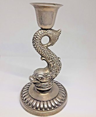 #ad #ad Vintage Holder Dragon Candle Silver Plated Fish Dolphin $99.00