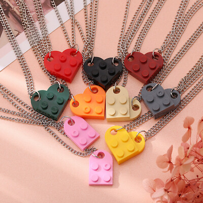#ad 2PCS Heart Couple Necklace Set Lovers Distance Chain Pendant Greeting Gift CA C $3.99