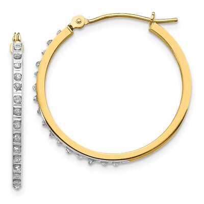 #ad 14k Diamond Fascination Round Hinged Hoop Earrings $131.17