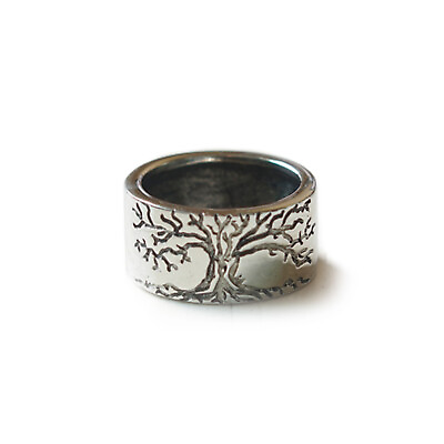 #ad Tree of Life Thumb Ring men sterling silver 925 viking boho biker bands minimal $59.00