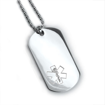 Medical Alert ID Dog Tag and Necklaces. Free Wallet Card Free engraving $24.99