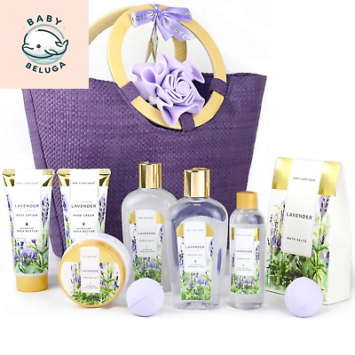 #ad Bath Gift Sets for Women Lavender Body Care Baskets 10 Pcs Relaxing Holiday Bi $53.13