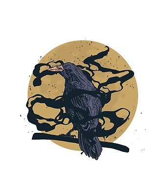 #ad 3” Spooky Black Crow Sticker Never More Death Bird Raven Goth Animal Halloween $3.99
