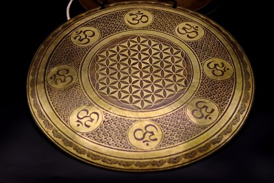 #ad 18 inches Special Flower Of Life with Om Mantra carving Gong Tibetian carved $275.55