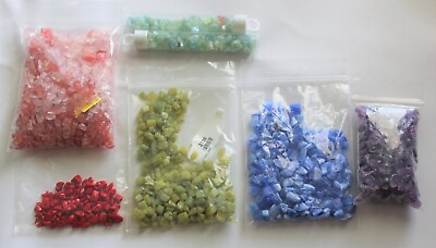#ad 6 Mixed Bags of Bead Chips pink red blue purple olive sea green 12 oz. $7.00