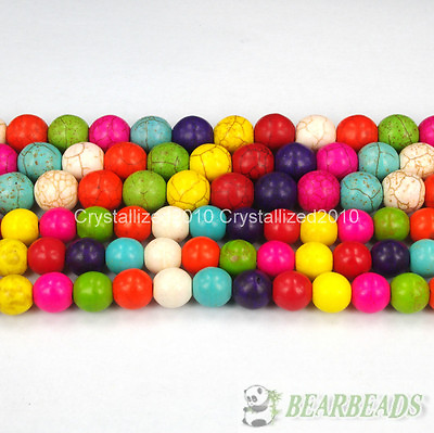 #ad #ad Mixed Color Howlite Turquoise Gemstone Round Beads 4mm 6mm 8mm 10mm 12mm 16quot; $1.88