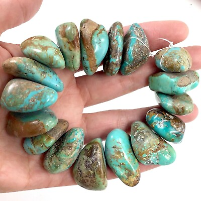 #ad Natural Genuine Turquoise XL Blue Kingman Nugget Beads 8quot; TU36 p Free Shipping $79.99