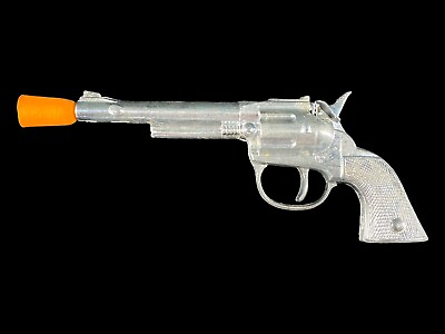 #ad Vintage PET One Shot Miniature Cap Gun Toy Chrome Pistol $20.99