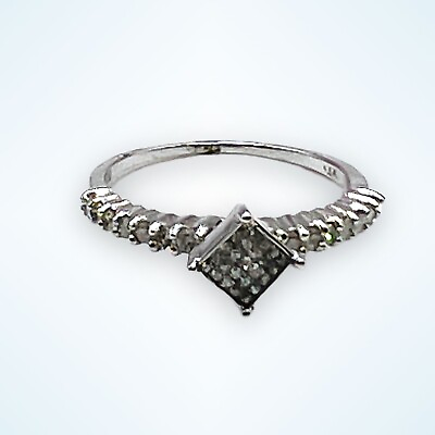 #ad 14k White Gold Diamond Cluster Ring 0.35ctw $314.99