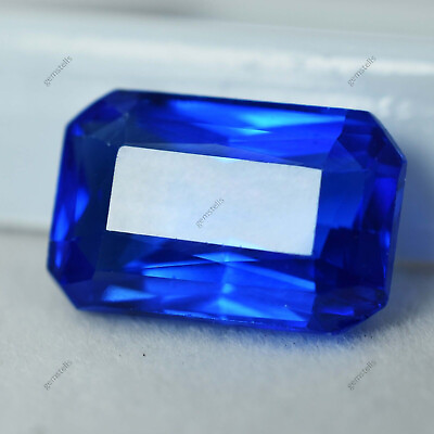 #ad 8.55 Ct Natural Loose Gemstone Sparkling Sapphire Blue Emerald Cut CERTIFIED $18.96