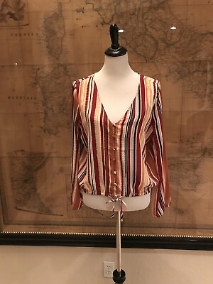 #ad NWT Jack By BB Dakota Women’s Polyester Multicolored Striped Shirt Size L $9.95