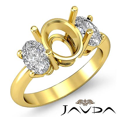 #ad Oval Diamond 3 Stone Anniversary Semi Mount Prong Set Ring 14k Yellow Gold 1Ct $3769.00