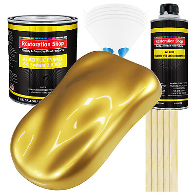 #ad Restoration Shop Anniversary Gold Metallic Acrylic Enamel Gallon Kit Auto Paint $219.99