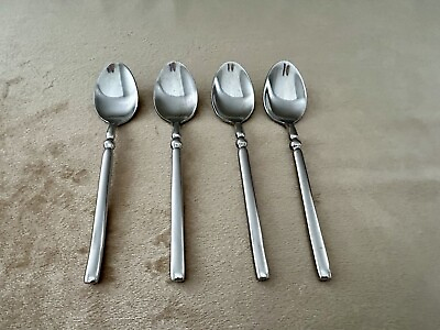 #ad 4 Hampton Silversmiths DOMINIQUE MIRROR Stainless Teaspoons Tips Up $25.75