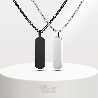 #ad Vnox Vertical Bar Necklace for Men Stainless Steel Rectangle Dog Tag Pendant $9.99
