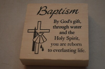 NEW “Baptism” Wood amp; Rubber Stamp quot;By God#x27;s gift through water and the Holy...quot; $12.95
