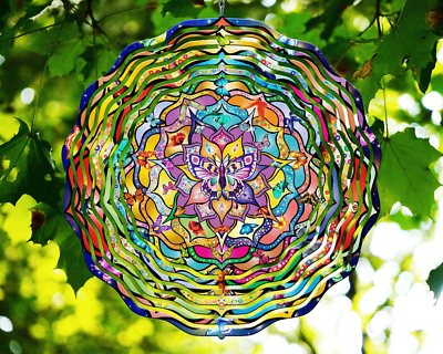 #ad 10quot; Purple Butterfly Flowers Wind Spinner Yard Decor 3D Garden Aluminum rws 168 $29.99